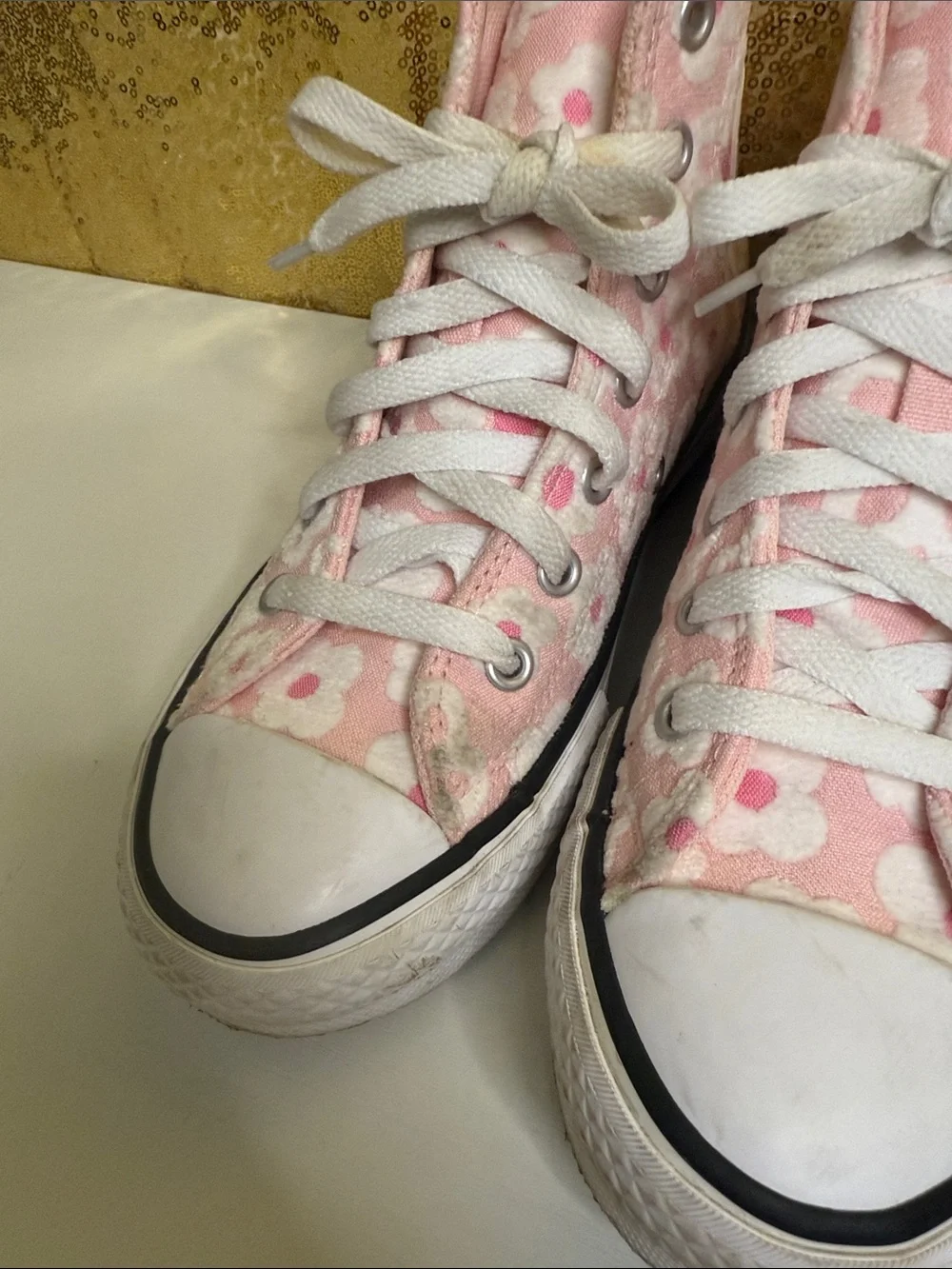 Converse Pink Floral High-Top Sneakers